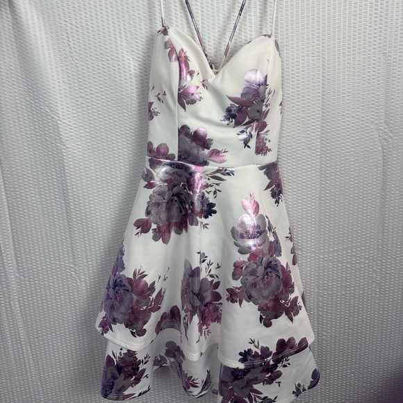 Floral White and Purple Dress - Picture 1 of 4